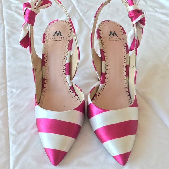 pink and white heels